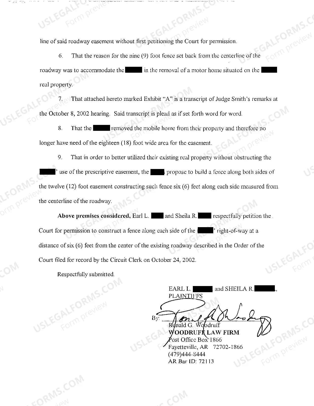 Preview A02 Petition For Permission To Erect A Fence Along A Right of Way