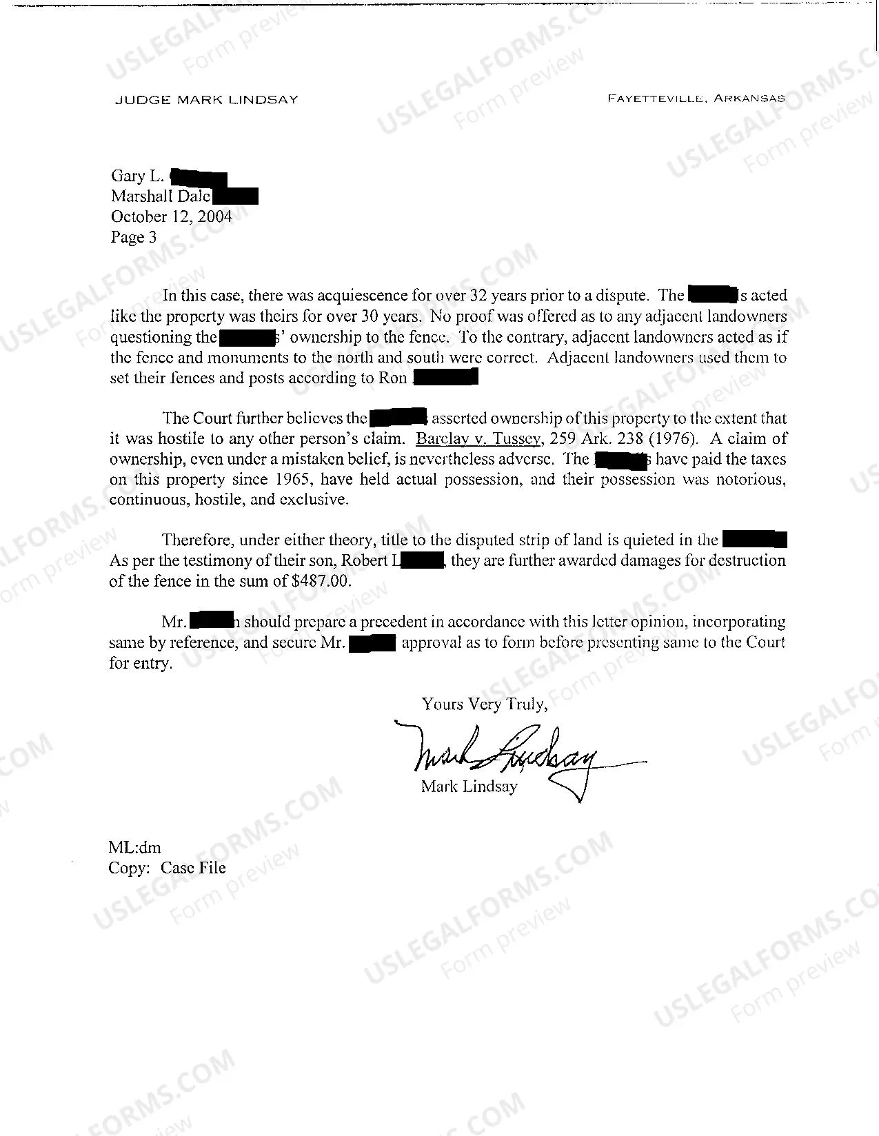 Preview A16 Letter Opinion on Complaint for Quiet Title and Injunction
