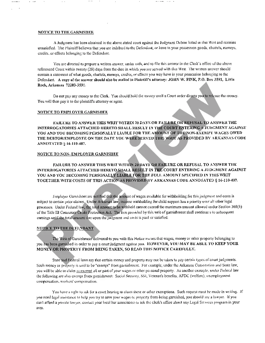Preview A05 Writ of Garnishment