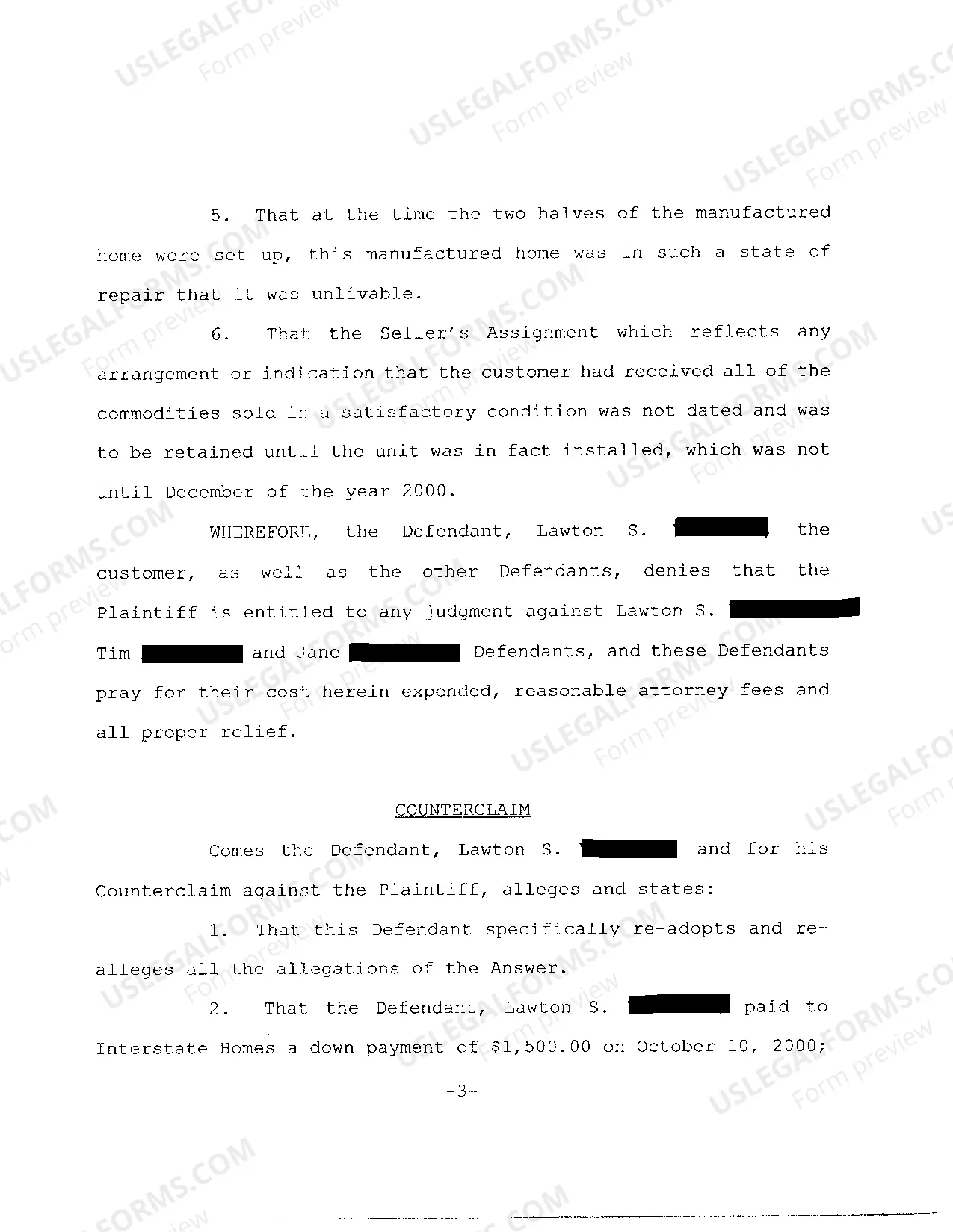 Preview A09 Answer to Complaint for Replevin