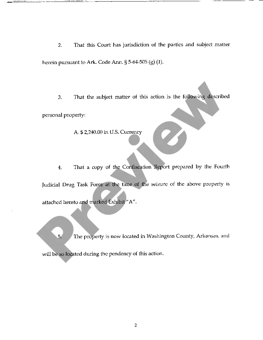 Preview A02 Complaint For Forfeiture of Seized Items