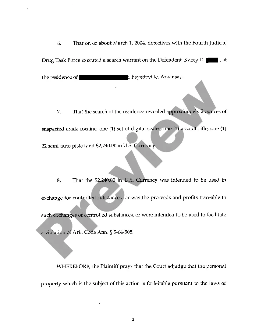 Preview A02 Complaint For Forfeiture of Seized Items