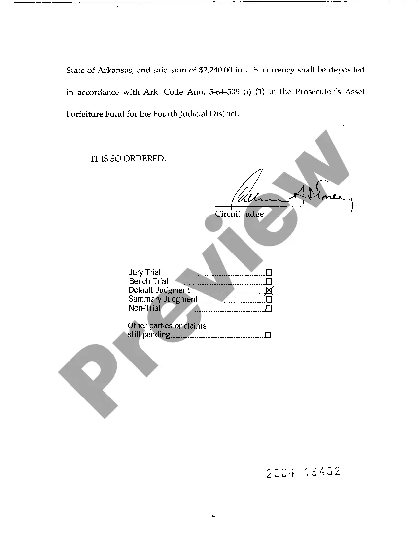 Preview A05 Default Judgment on Complaint for Forfeiture of Seized Property