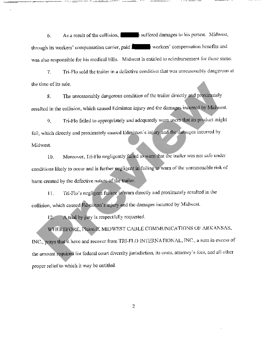 Preview A02 Complaint for Product Liability