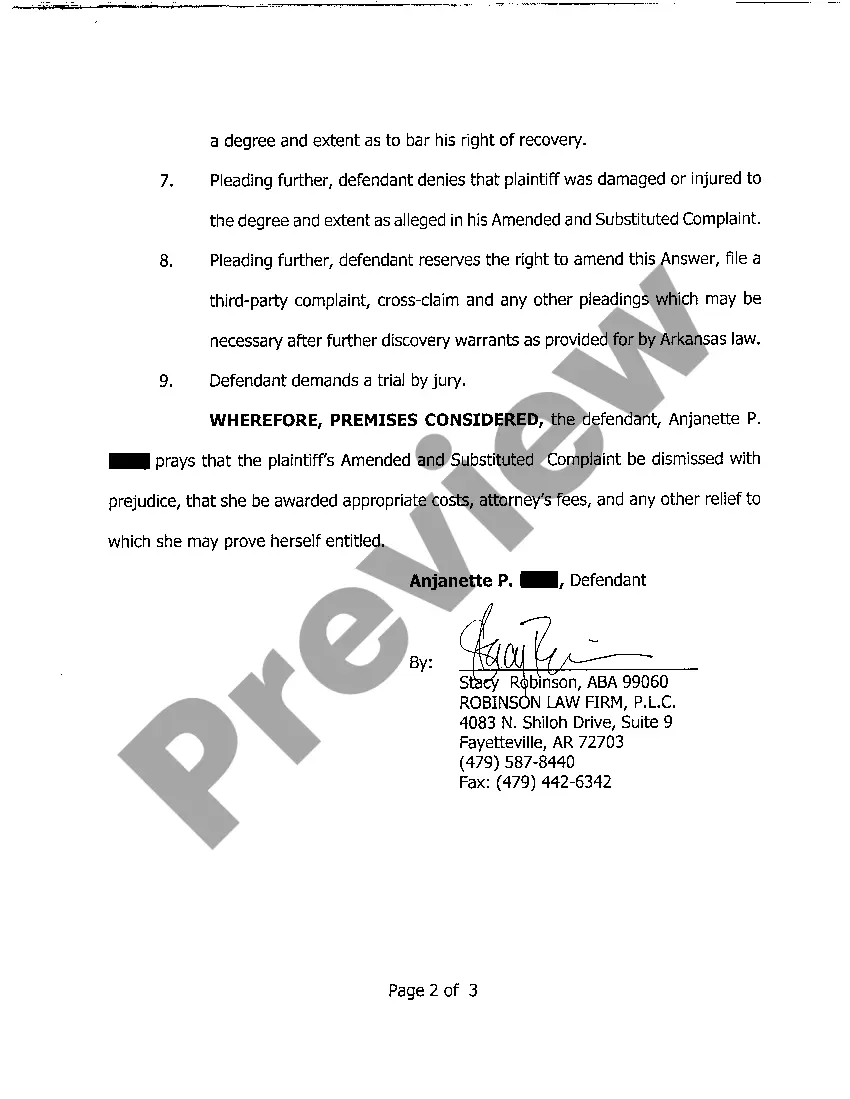 Preview A05 Answer Amended and Substituted Complaint