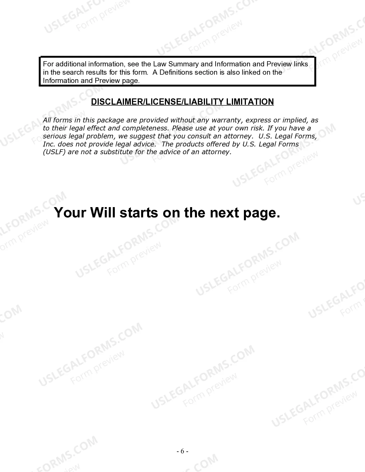 Preview Last Will and Testament for a Single Person with Minor Children