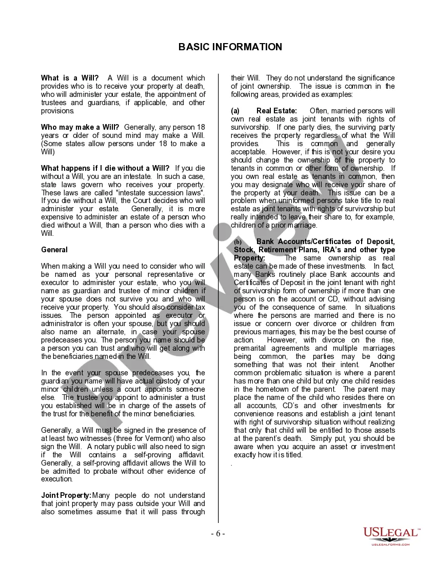 Preview Last Will and Testament for Single Person with Adult and Minor Children