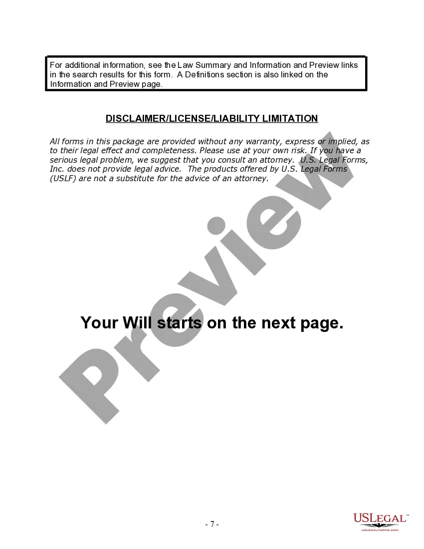 Preview Last Will and Testament for Single Person with Adult Children