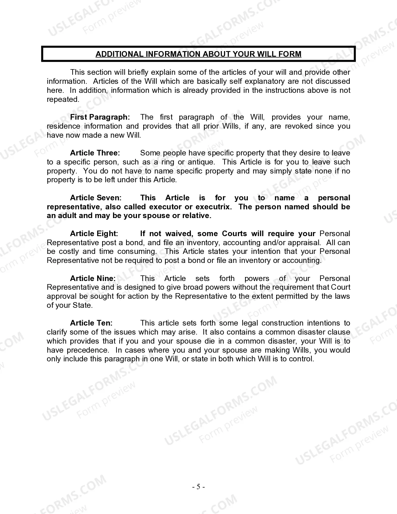 Preview Last Will and Testament for Married person with Adult Children from Prior Marriage