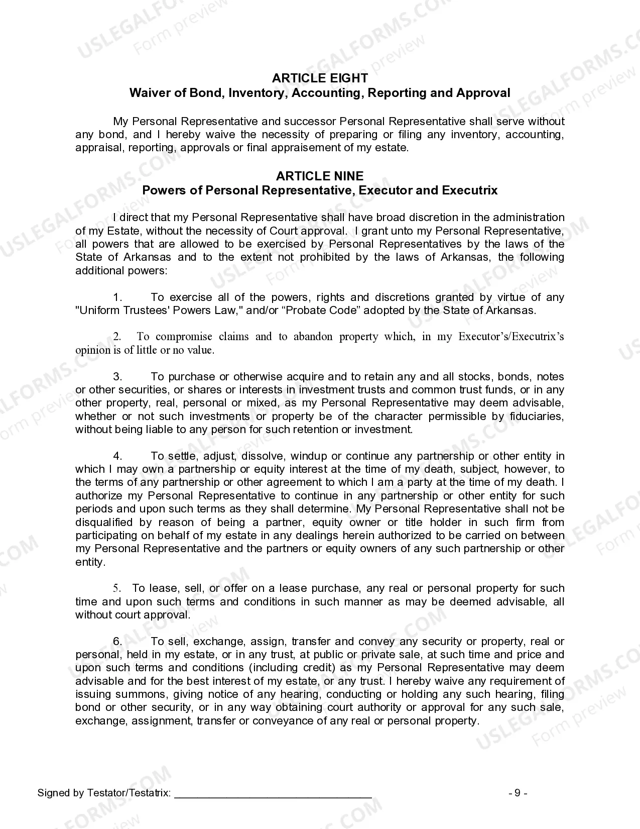 Preview Last Will and Testament for a Married Person with No Children