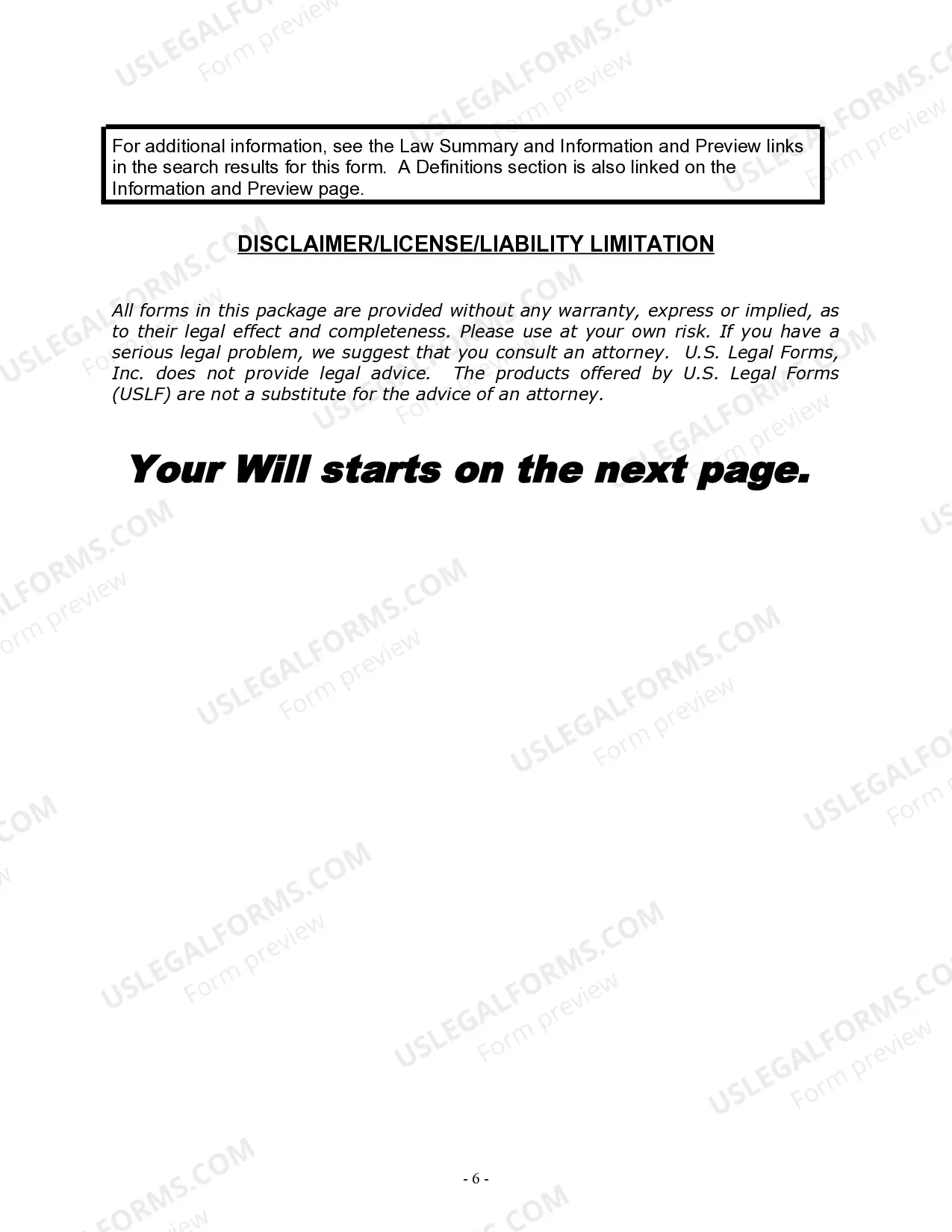 Preview Last Will and Testament for a Married Person with No Children