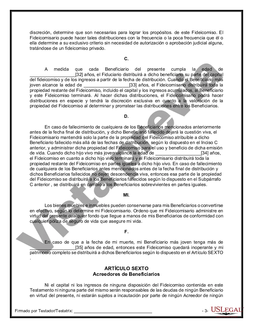 Preview Formulario de última voluntad y testamento legal para personas divorciadas que no se han vuelto a casar con hijos adultos y menores