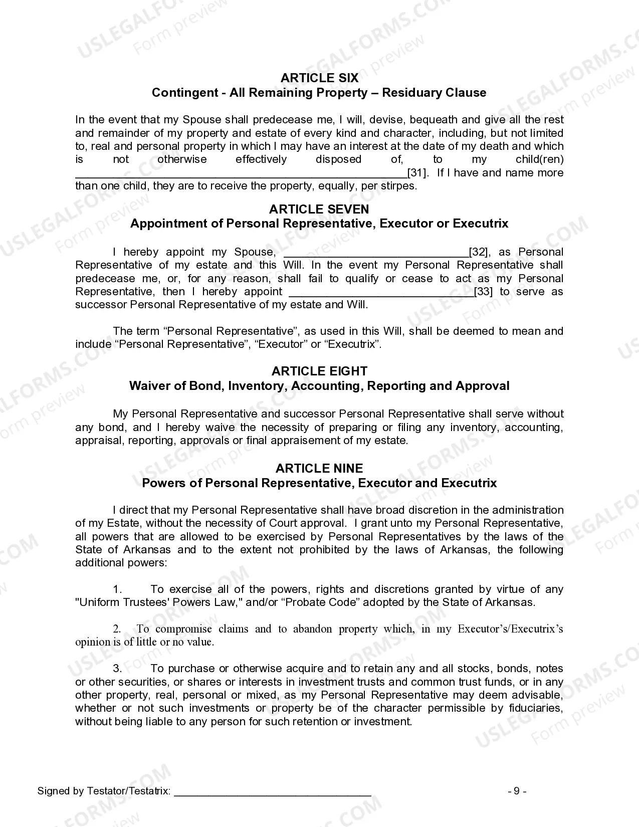 Preview Mutual Wills Package for Married Couple with Adult Children