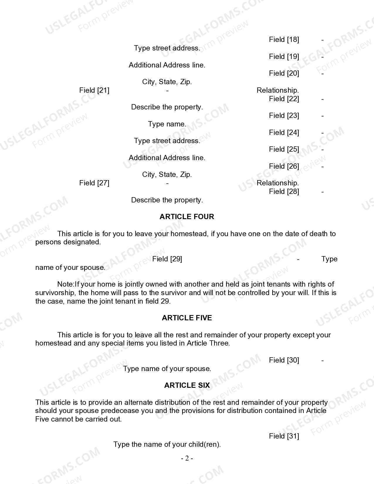 Preview Mutual Wills Package for Married Couple with Adult Children