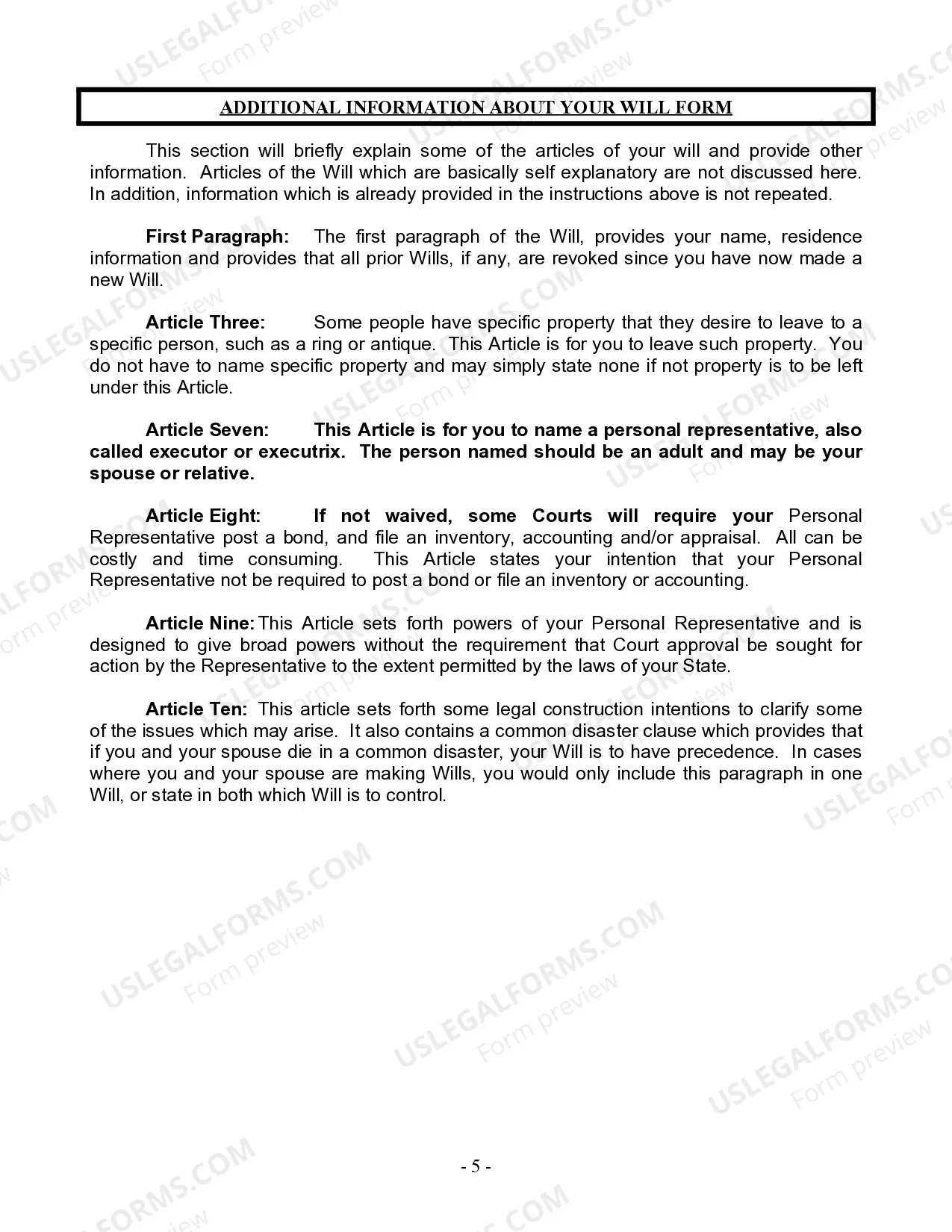 Preview Mutual Wills Package for Married Couple with Adult Children