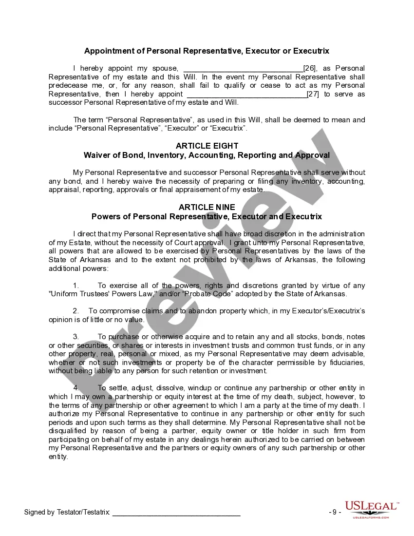 Preview Mutual Wills Package for Married Couple with No Children