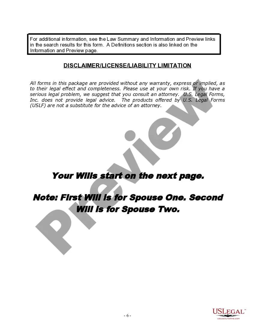 Preview Mutual Wills Package for Married Couple with No Children