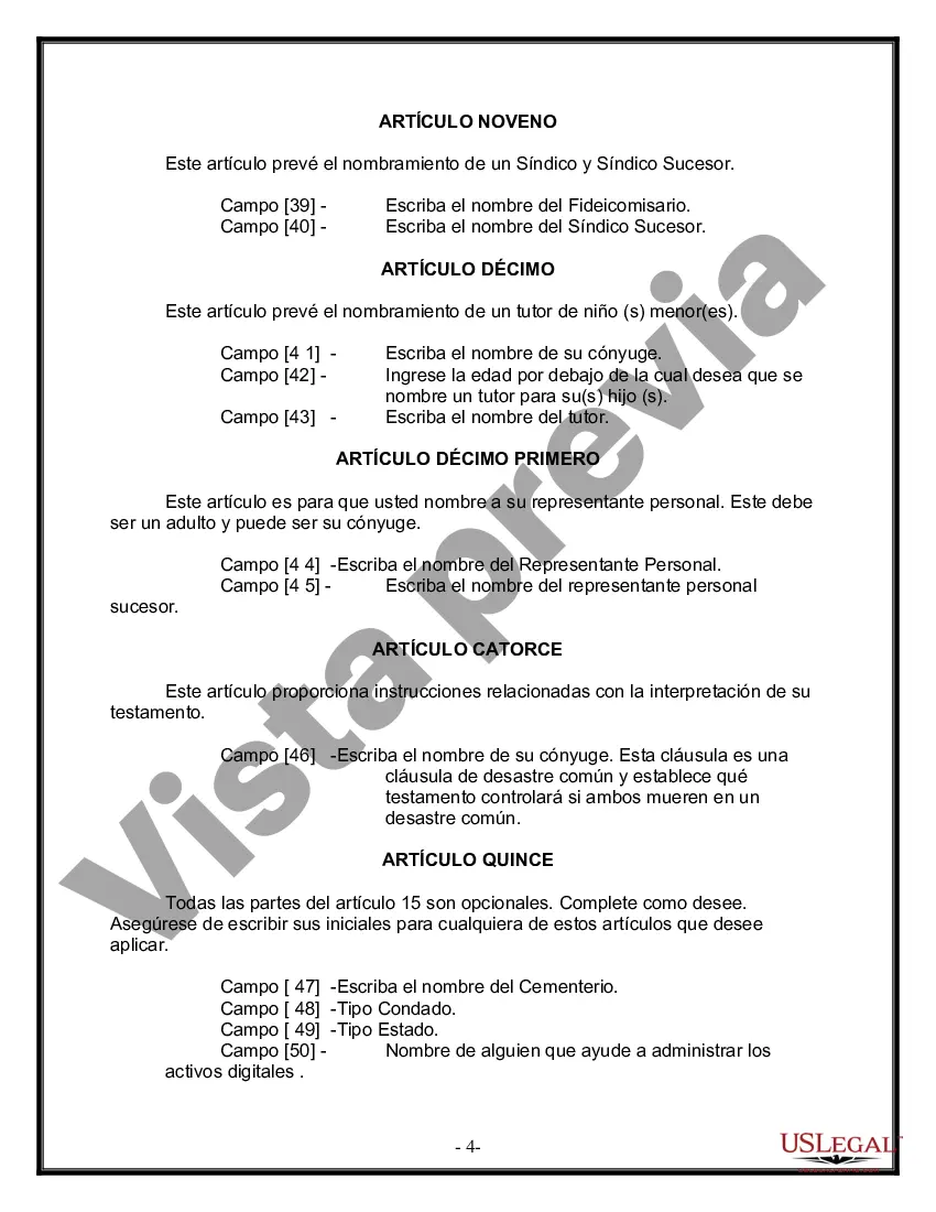 Preview Paquete de Voluntades Mutuas con Últimas Voluntades y Testamentos para Pareja Casada con Hijos Menores