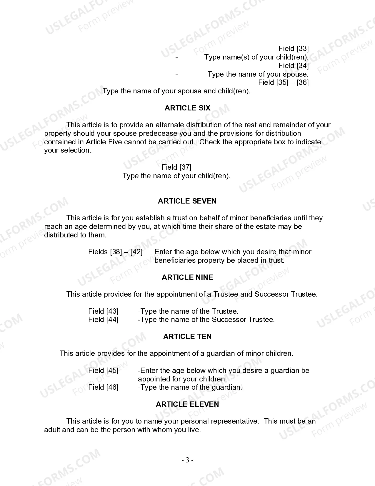 Preview Last Will and Testament for Married Person with Adult and Minor Children from Prior Marriage