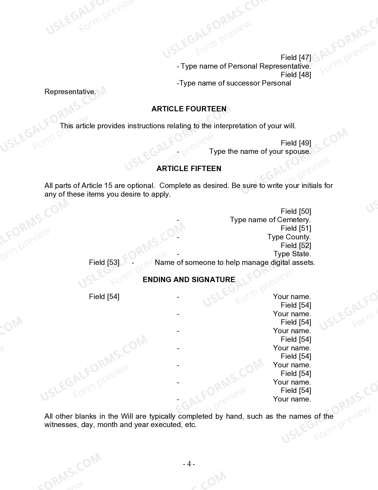 Preview Last Will and Testament for Married Person with Adult and Minor Children from Prior Marriage