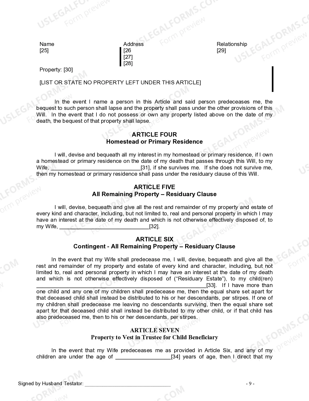 Preview Mutual Wills Package for Married Couple with Adult and Minor Children
