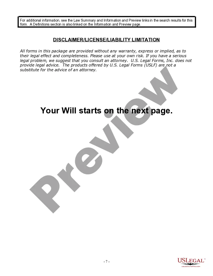 Preview Last Will and Testament for a Widow or Widower with Adult Children
