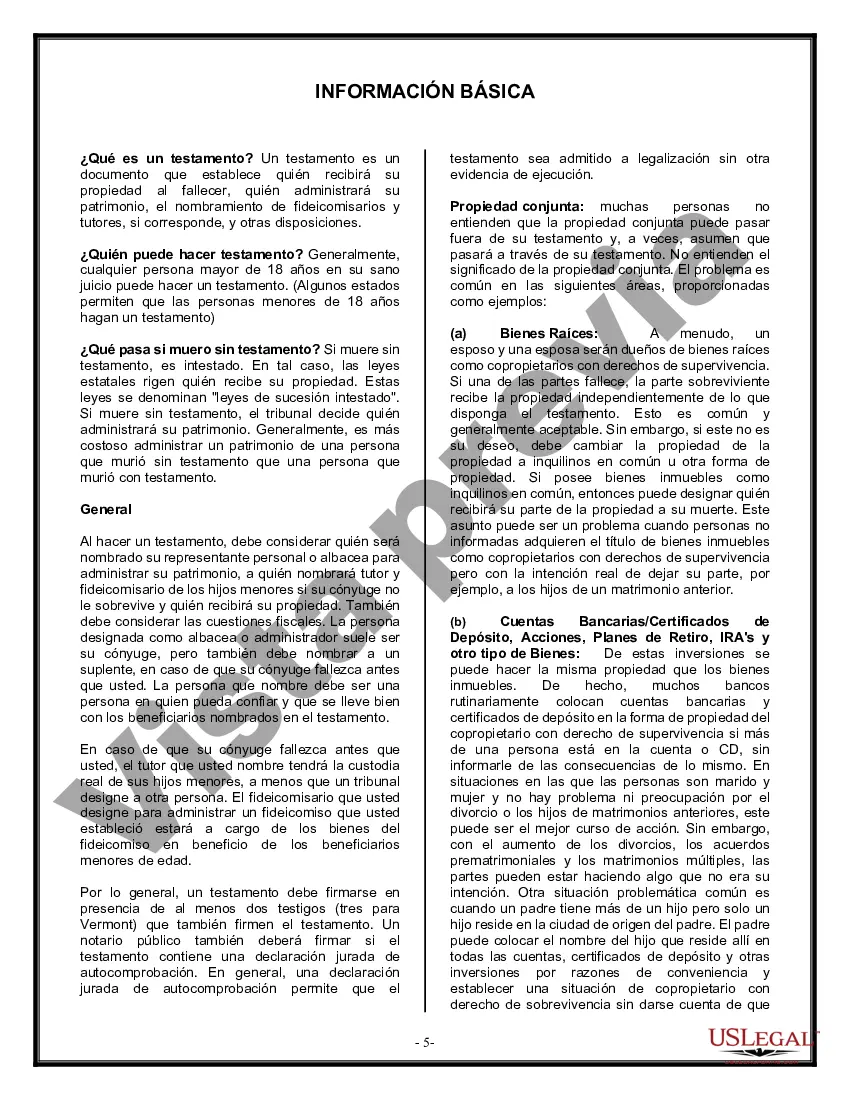 Preview Formulario Legal de Última Voluntad y Testamento para Viuda o Viudo con Hijos Menores