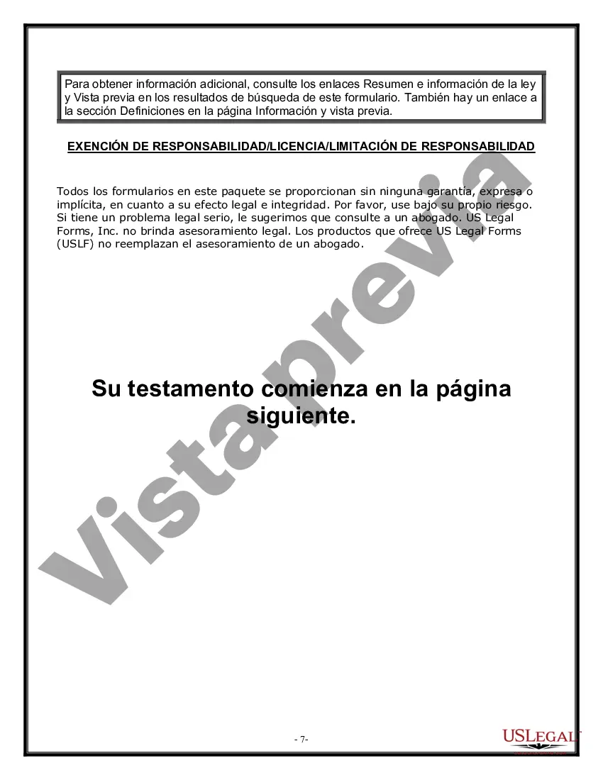 Preview Formulario Legal de Última Voluntad y Testamento para Viuda o Viudo con Hijos Menores