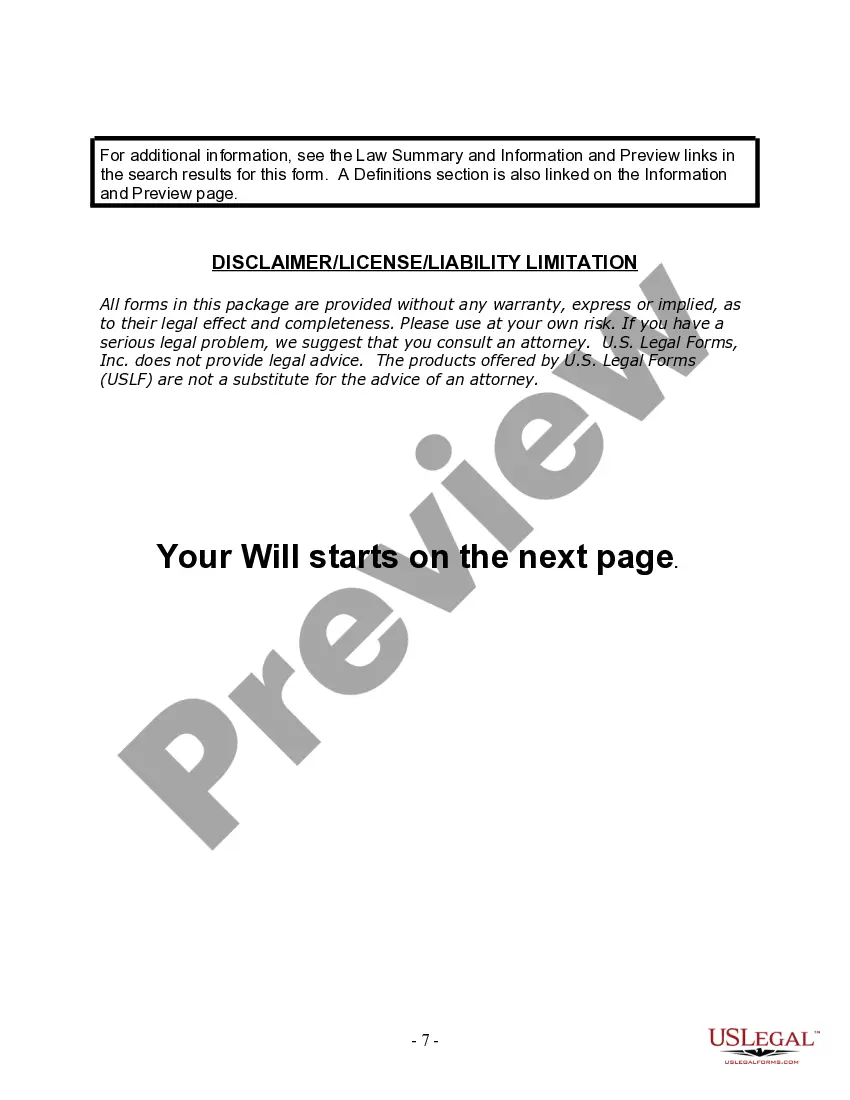 Preview Last Will and Testament for a Widow or Widower with Adult and Minor Children