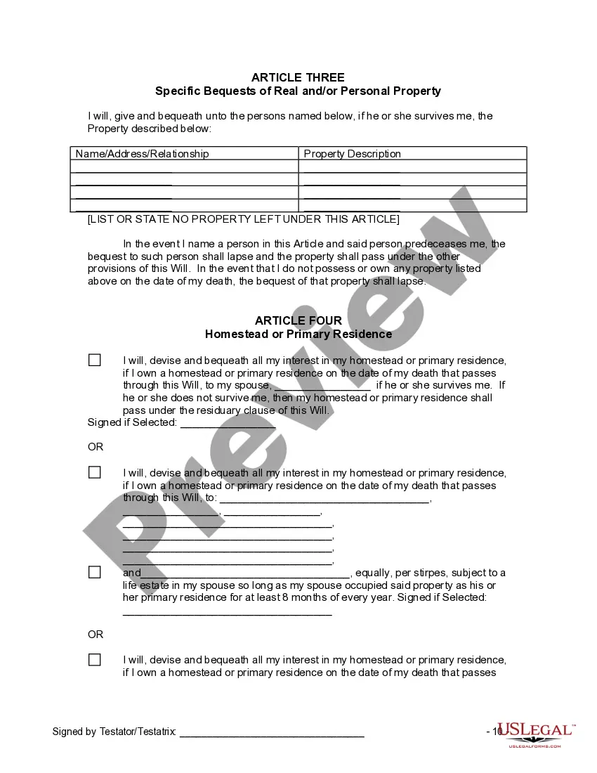 Preview Last Will and Testament for Divorced and Remarried Person with Mine, Yours and Ours Children