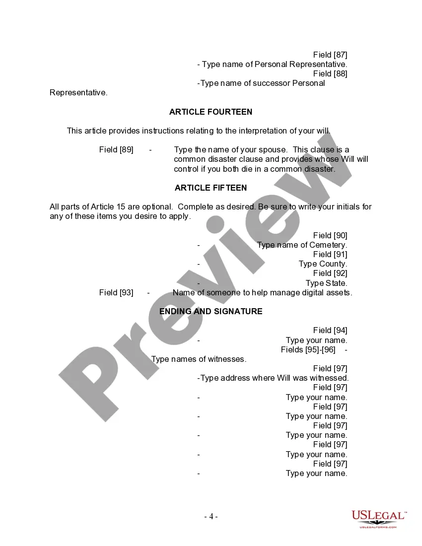 Preview Last Will and Testament for Divorced and Remarried Person with Mine, Yours and Ours Children