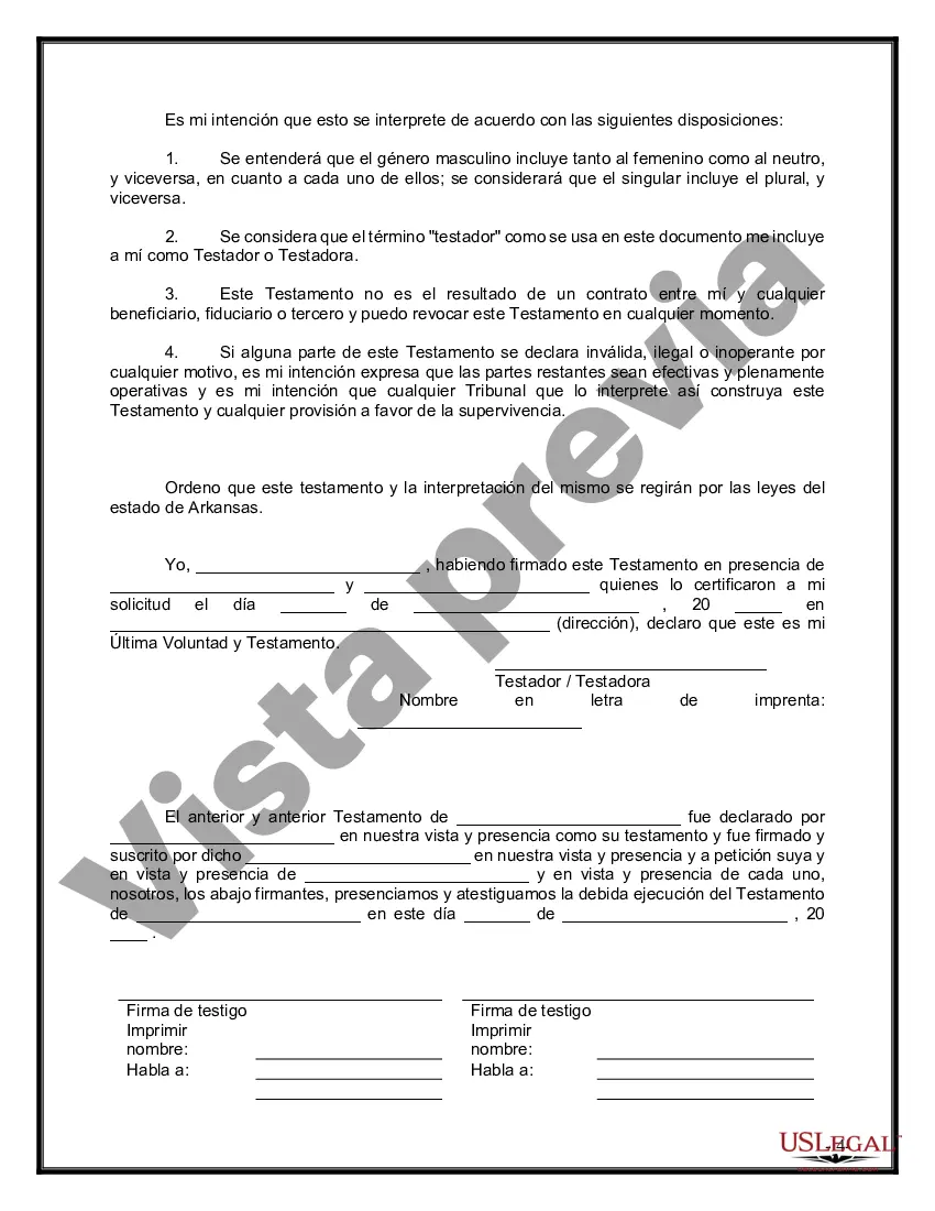 Preview Último testamento legal y formulario de testamento con todos los bienes en fideicomiso llamado testamento invertido