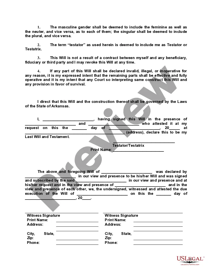 Preview Last Will and Testament with All Property to Trust called a Pour Over Will