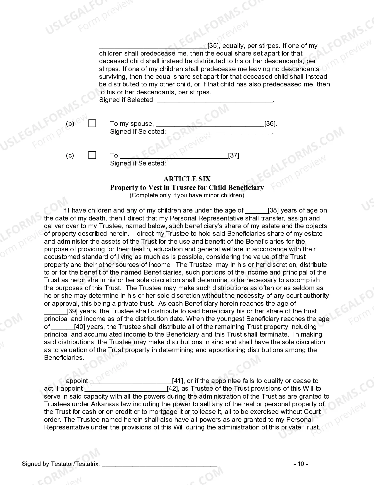 Preview Last Will and Testament for other Persons