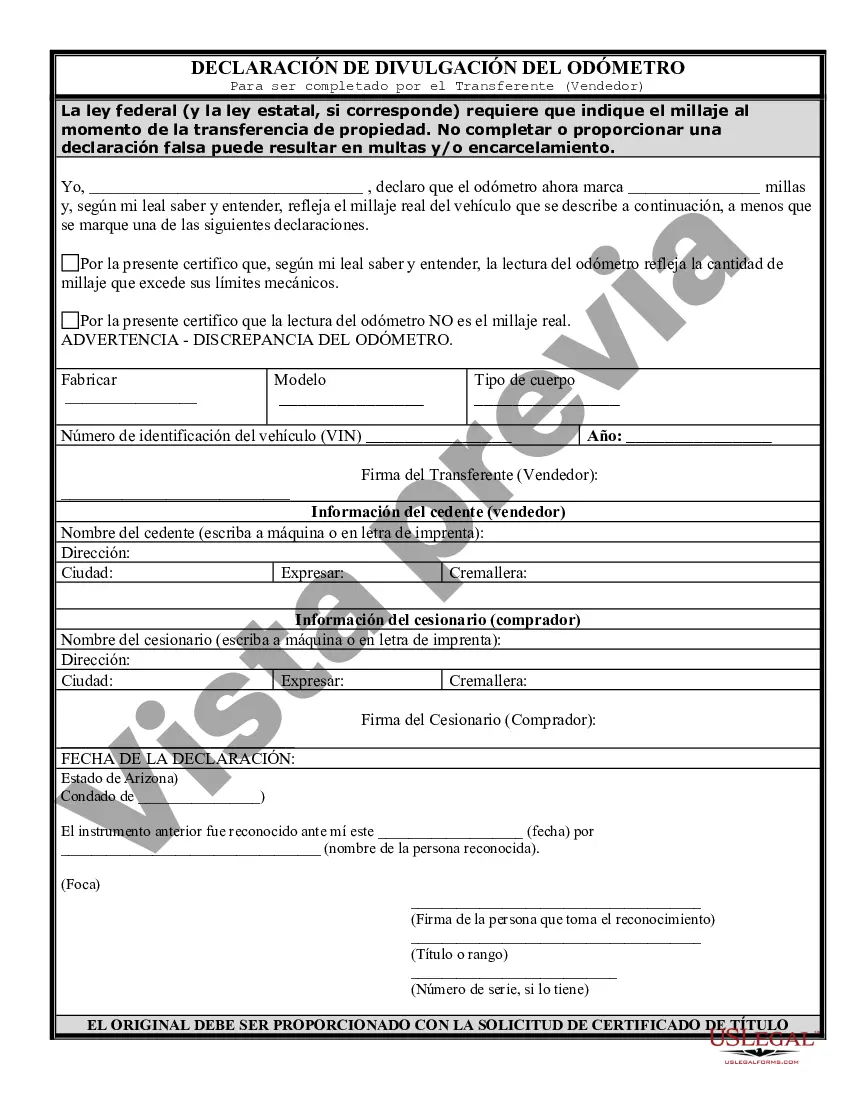 Preview Factura de venta de automóvil y estado de cuenta del odómetro para la venta tal como está