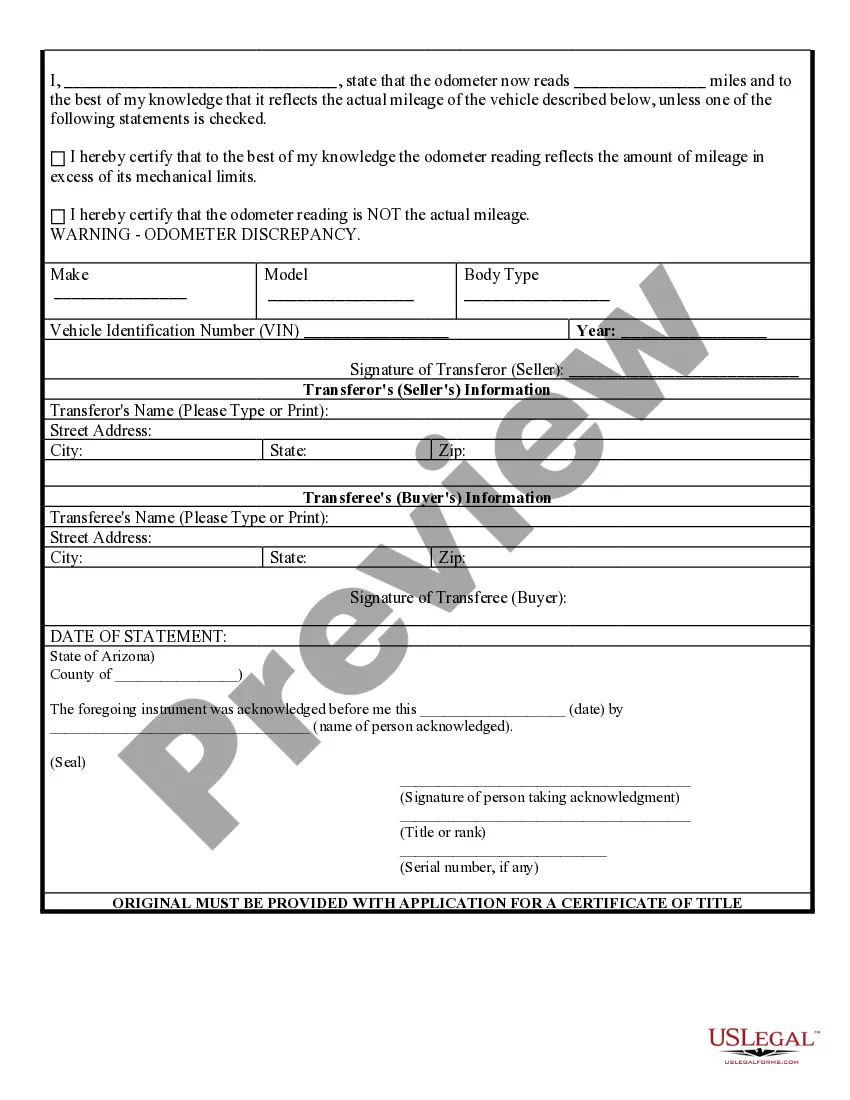 Get Bill of Sale of Automobile and Odometer Statement for As-Is Sale Preview Bill of Sale of Automobile and Odometer Statement for As-Is Sale