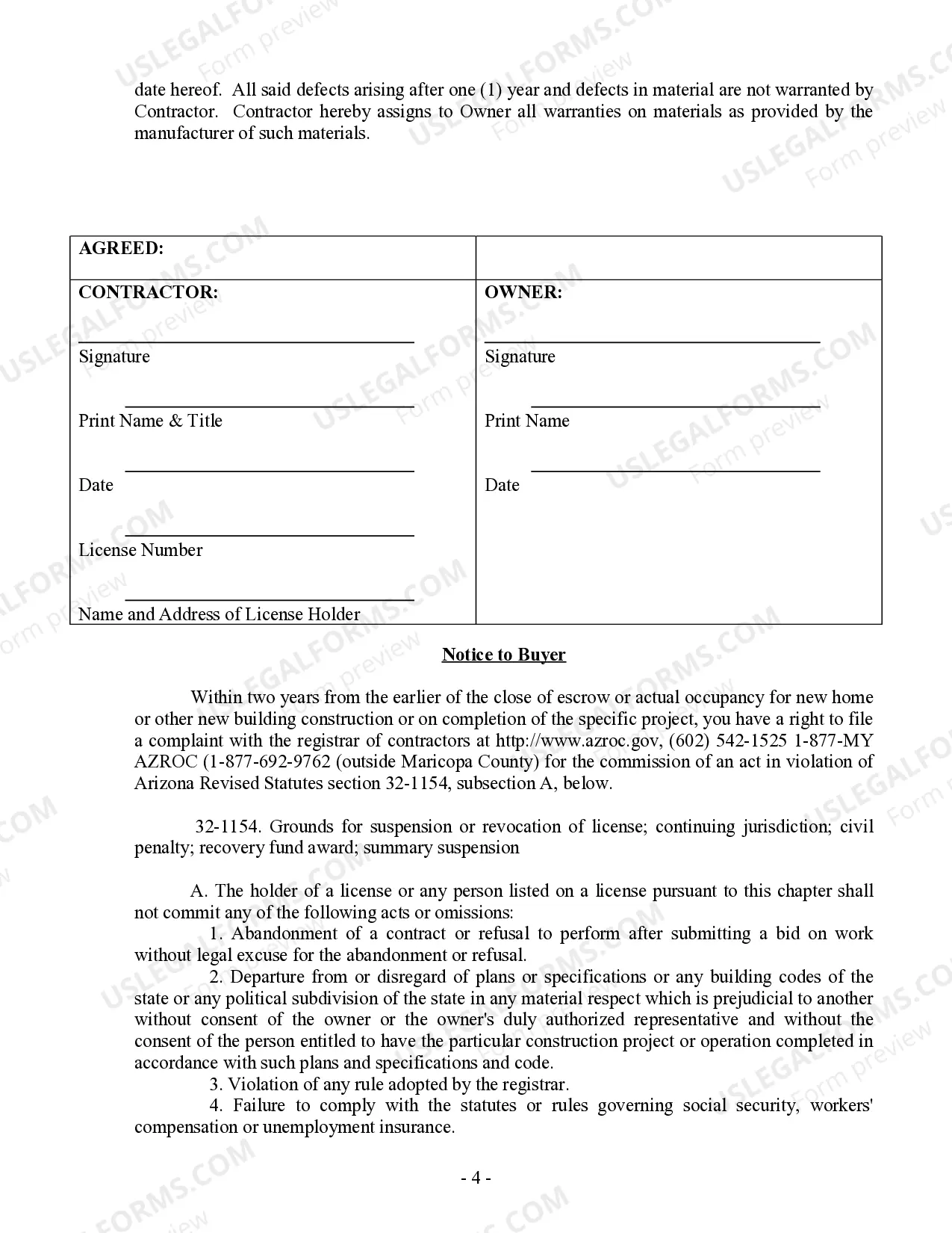 Preview Fencing Contract for Contractor