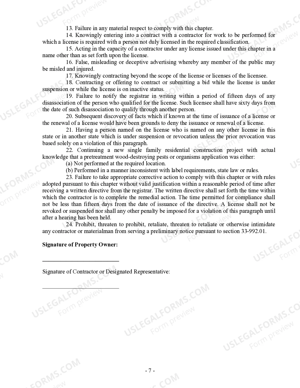 Preview Landscape Contract for Contractor