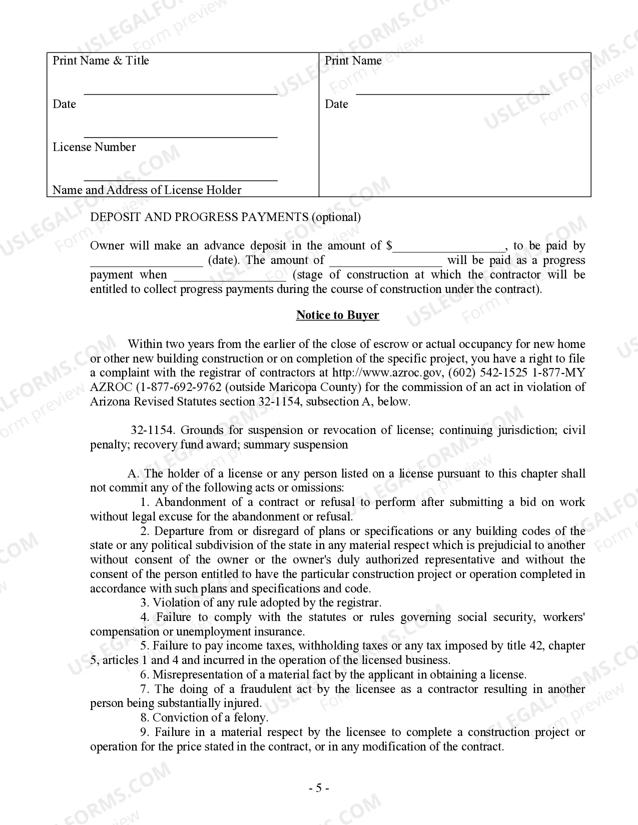 Preview Excavator Contract for Contractor
