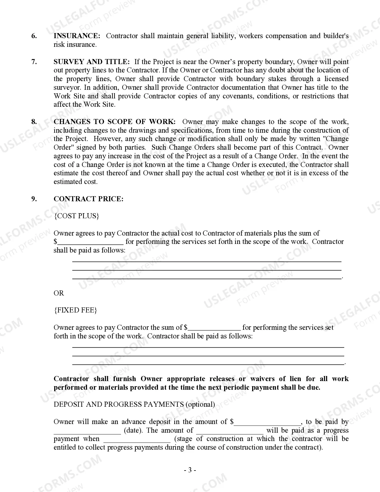 Preview Renovation Contract for Contractor