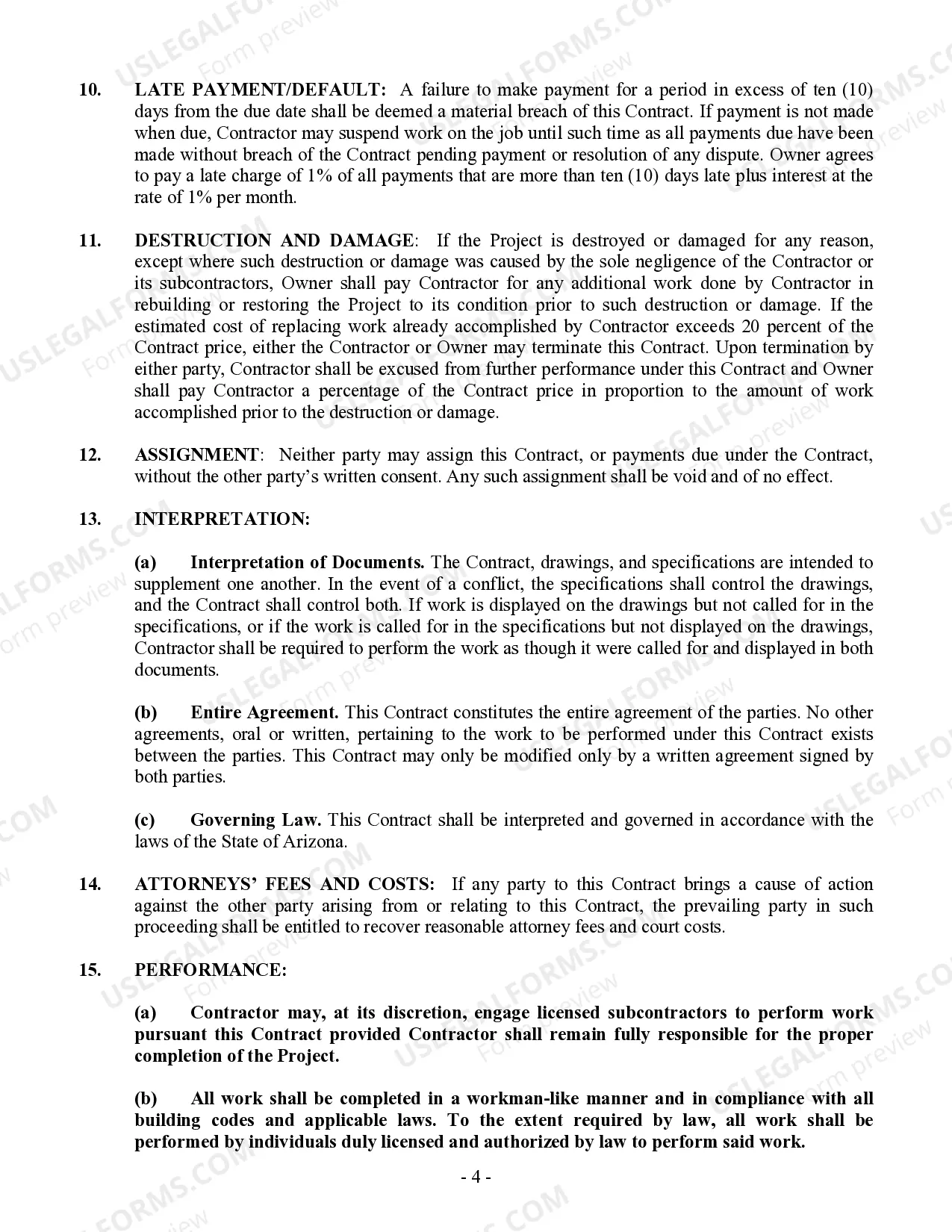 Preview Renovation Contract for Contractor