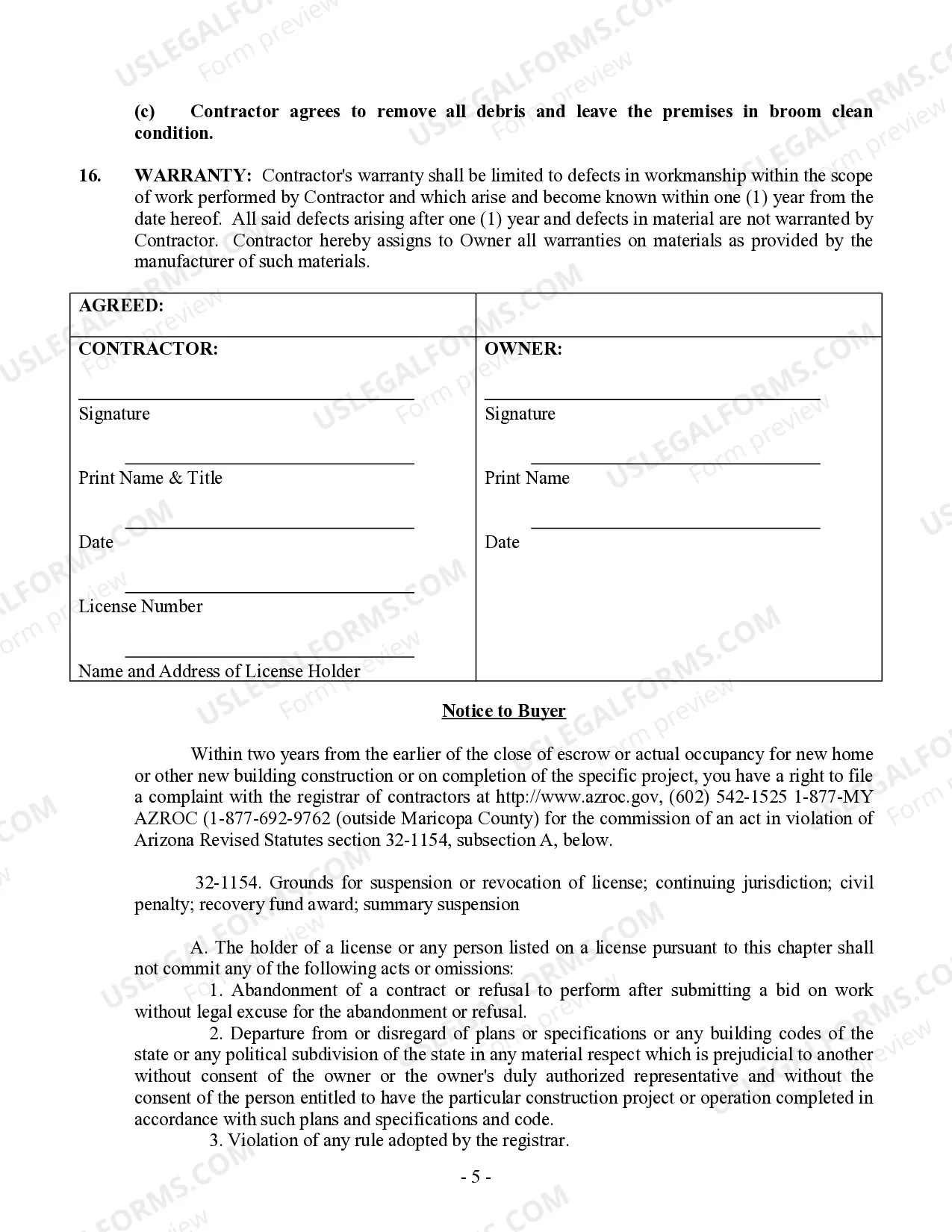 Preview Renovation Contract for Contractor