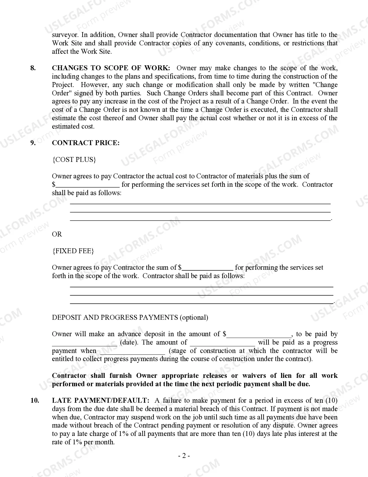 Preview Paving Contract for Contractor