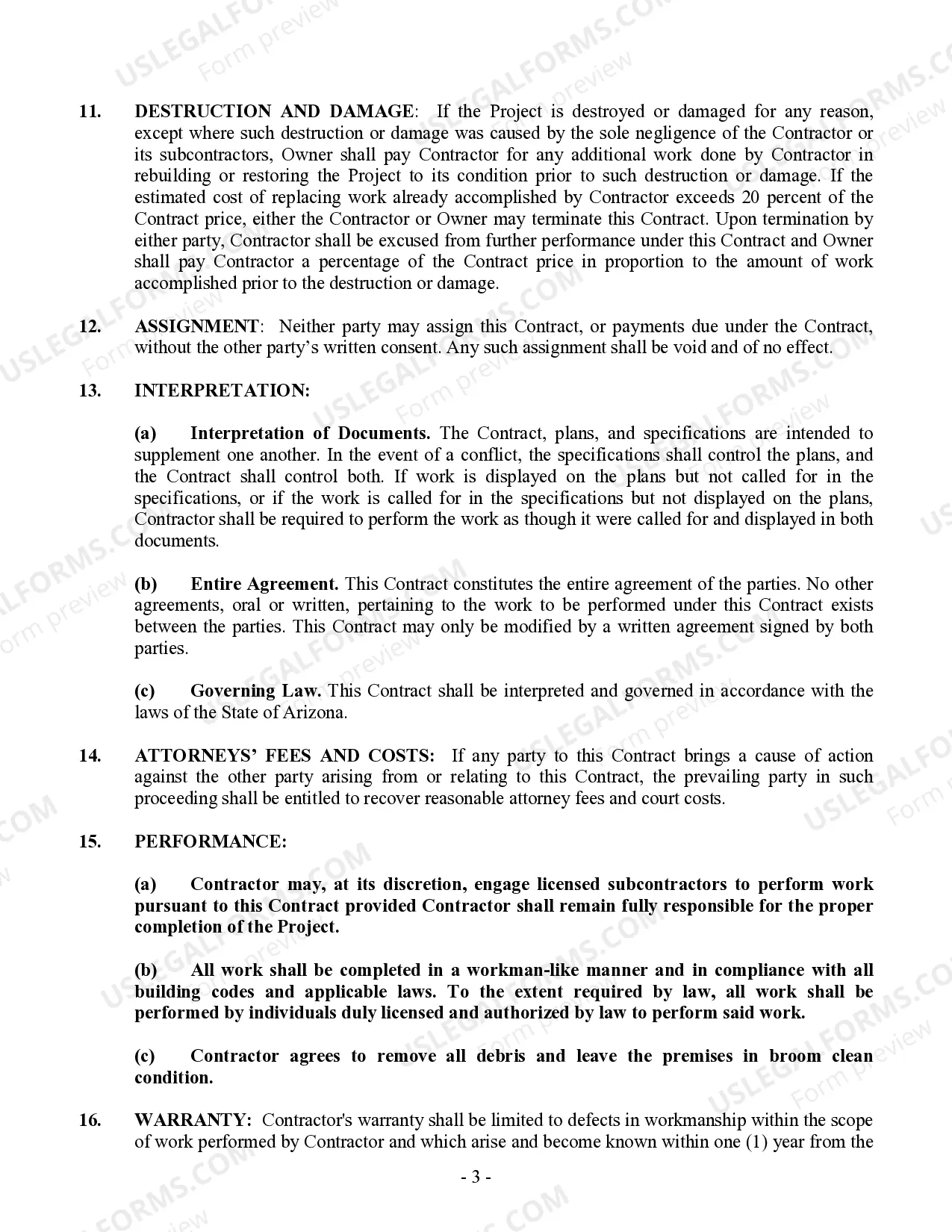 Preview Paving Contract for Contractor