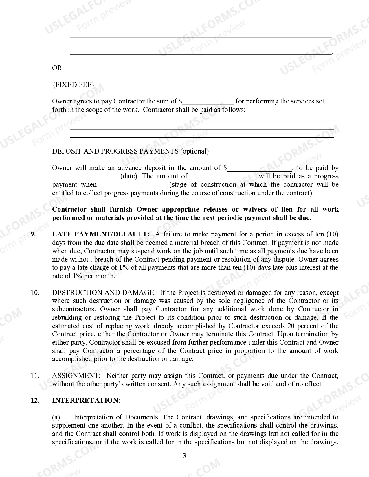 Preview Siding Contract for Contractor