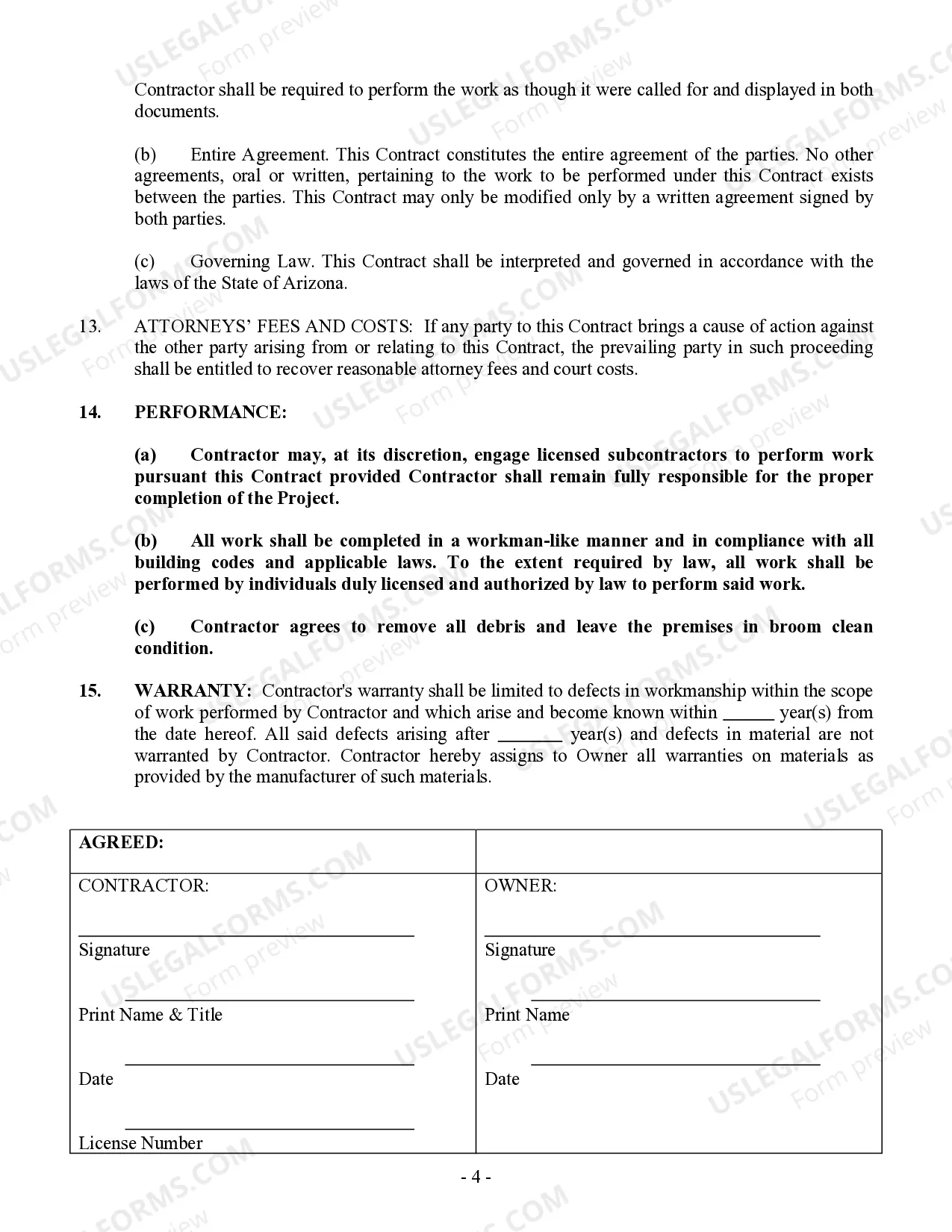 Preview Siding Contract for Contractor