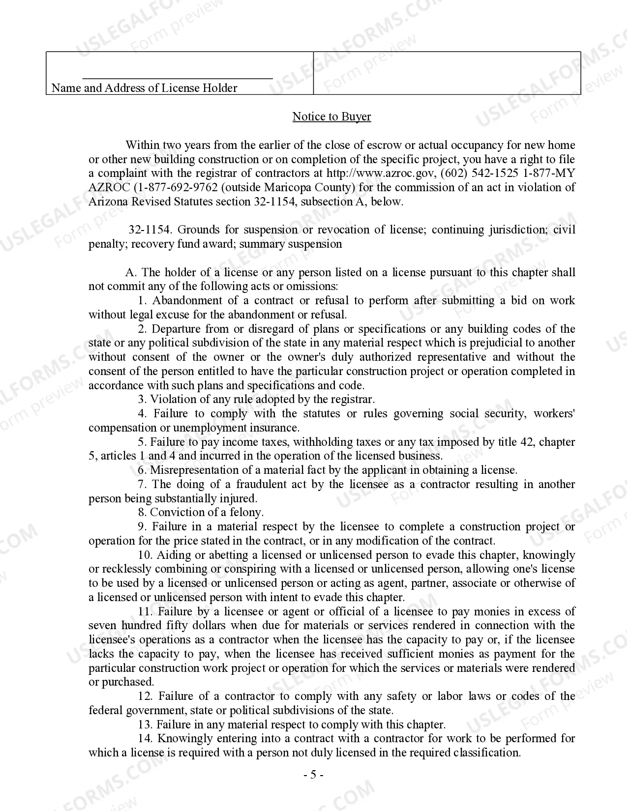 Preview Siding Contract for Contractor