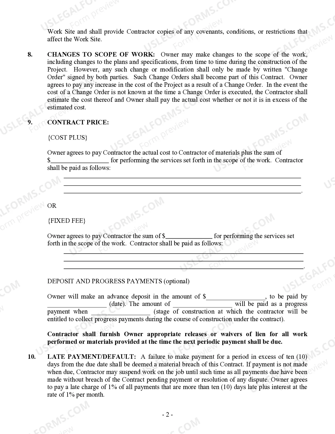 Preview Drainage Contract for Contractor
