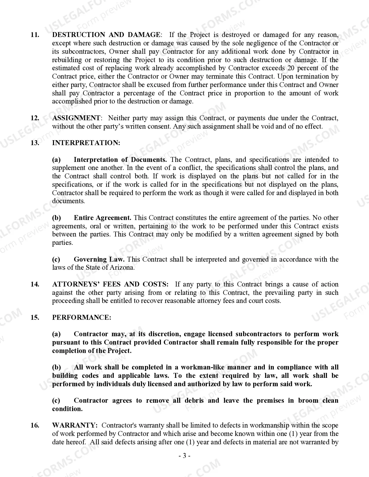 Preview Drainage Contract for Contractor