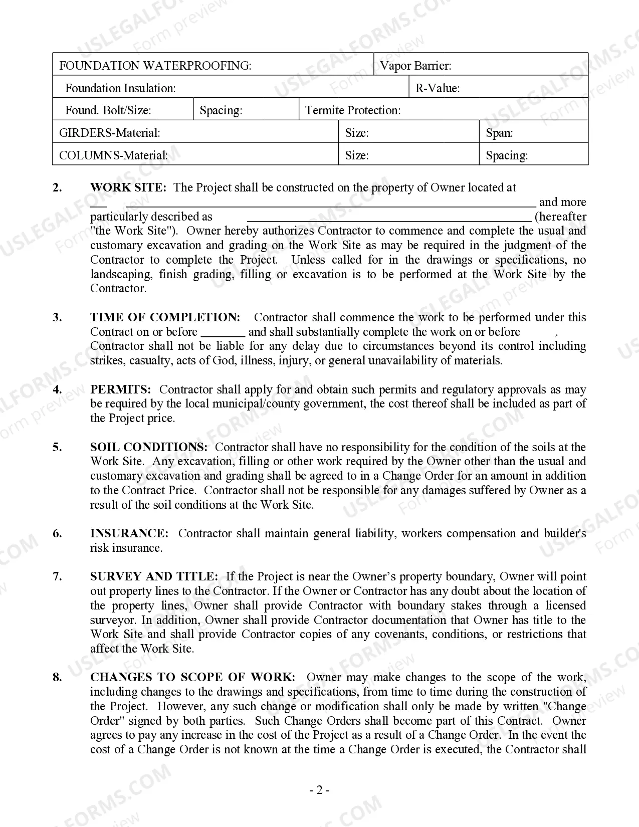 Preview Foundation Contract for Contractor